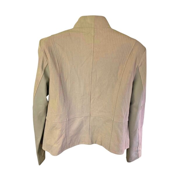 G.I.LI. Cloud Taupe Leather Cascade Tonal‎ Print Leather Jacket - Picture 3 of 10